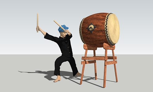 Chinese Drum Man 3d model