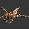 Golden Winged Mythical Creature With Armored Body Sharp Claws And Intricate Design