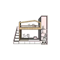 Pink Bunk Bed Design With Staircase Under Stair Storage Mattresses And Pillows