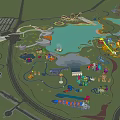 Children's Play Area with Lakeside Scenic Paths Various Play Structures and Green Spaces