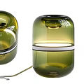 Modern Green Glass Table Lamp With Round Shape White Band And Glowing Light