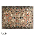 Square Rug Featuring Traditional Vintage Design With Colorful Floral Geometric Motifs And Ornate Border
