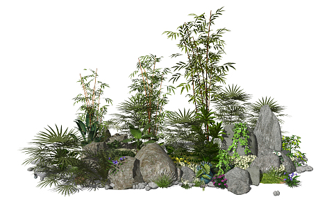 New Chinese landscape sketch rockery stone landscape sketch 3d model