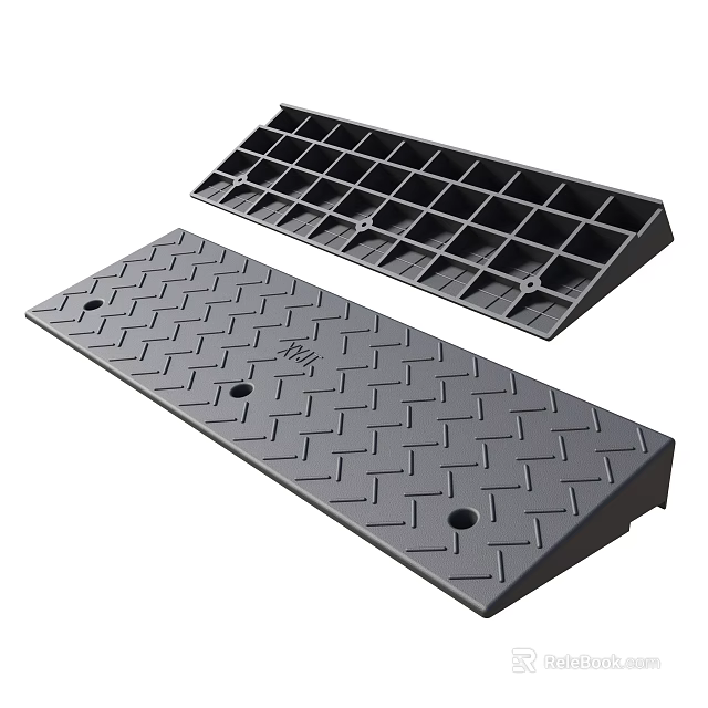 Rubber Road Ramps With Diamond Pattern And Anti Slip Holes For Traffic Use 3d model 