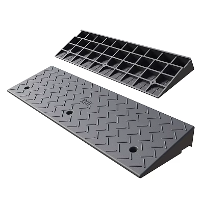 Rubber Road Ramps With Diamond Pattern And Anti Slip Holes For Traffic Use 3d model
