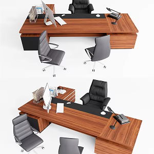 Modern Office Desk and Chair Redwood Office Desk and Chair General Manager's Desk 3d model