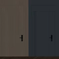 Modern Security Door Design With Light Wood And Dark Gray Colors And Black Handles