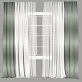 Gray And White Curtains With Sheer Layers For Modern Window Design 3d model