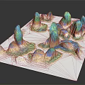 Abstract Mountain Landscape With Colorful Gradient Peaks On White Display Base 3d model