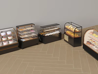 Glass Display Cases with Modern Design for Bakery Desserts and Pastries Showcase 3d model