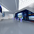 Futuristic Interior Space With Floating Colorful Sphere And Circular Design Elements 3d model