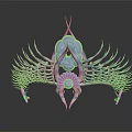 Pink And Blue Decorative Ornament Set With Modern Artistic Spiked Wings And Central Pearl Accent
