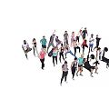 Group of People Working Out with Various Fitness Exercises and Activities