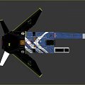 Futuristic Spacecraft Model In Blue White Yellow With Sleek Geometric Design And Wings