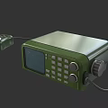 Green Electronic Device With Screen Buttons Knob And Microphone Connection Cable 3d model