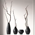 Elegant Black Vases With Decorative Branches For Minimalist Modern Home Decoration