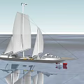 Modern Sailing at Sea 3d model