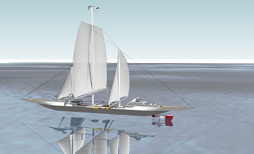 Modern Sailing at Sea 3d model