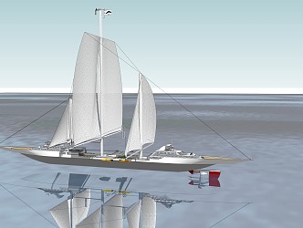 Modern Sailing at Sea 3d model