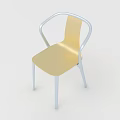 Modern Minimalist Leisure Chair With Golden Seat Backrest And Silver Frame
