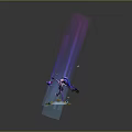 Purple Haired Magical Character With Small Creature On Circular Platform And Blue Light