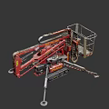 Industrial Aerial Work Platform With Metal Basket Safety Railings Extendable Boom And Support Legs