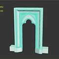 White Arched Architectural Component With Simple Doorway Frame And Pedestal Base 3d model