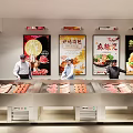 Hotpot Restaurant Self Service Buffet With Fresh Ingredients And Food Display Counters