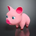 Cute Pink Pig Stuffed Toy With Blue Eyes Pink Ears And Red Hooves