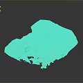 Natural Scenery 3D Terrain Model With Green Vegetation And Water Bodies