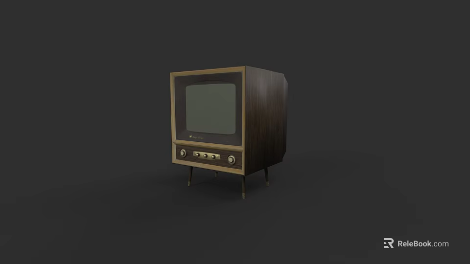 Vintage Television With Wooden Case Retro Knobs And Small Screen Design 3d model 