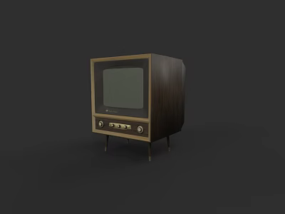 Vintage Television With Wooden Case Retro Knobs And Small Screen Design 3d model