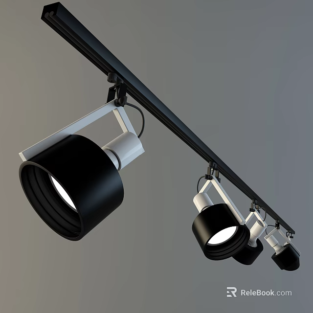 Modern Track Mounted Downlights And Spotlights With Black White Finish For Home Lighting 3d model 