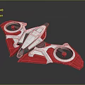 Red And Silver Futuristic Flying Device With Aerodynamic Design And Circular Components 3d model