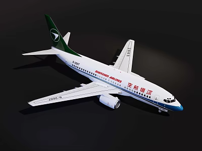 Spring Airlines Commercial Passenger Airplane With White Body And Green Tail Design 3d model