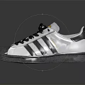 White Casual Sneakers With Black Stripes And Gray Laces For Daily Wear