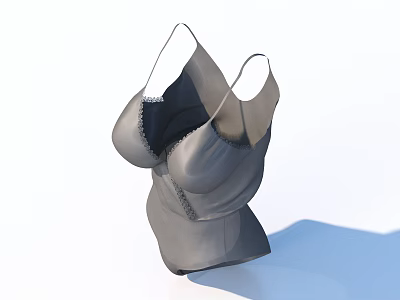 Women's Grey Lingerie with Sleeveless Design and Seam Detail for Comfortable Fit 3d model