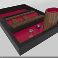 Traditional Wooden Dice Game Set With Red Tray And Storage Container