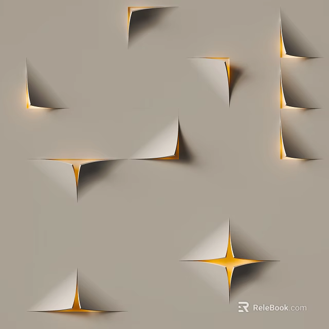 Modern Minimalist Wall Lamps With Geometric Shapes And Yellow Lighting On Grey Background 3d model 