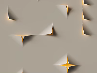 Modern Minimalist Wall Lamps With Geometric Shapes And Yellow Lighting On Grey Background 3d model