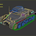Gray Armored Military Tank With Turret Gun Tracks And Wheel Details