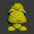 Pink Animated Character with Green Hat Yellow Accent Red Bowtie Brown Shoes and Angry Face