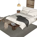 Cozy Double Bed Bedroom Design With Soft Pillows Duvet Nightstand Lamp And Rug
