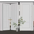 Modern swing door single door double door combination 3d model