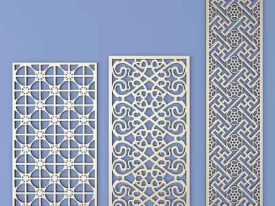 Traditional Intricate Lattice Windows with Decorative Patterns and Classic Design Styles 3d model