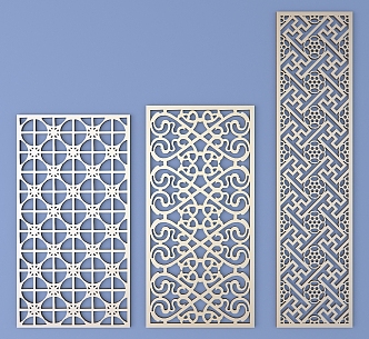 Chinese-style openwork window pane lattice openwork carved flower 3d model