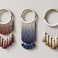 Macramé Wall Decor with Circular Hoop Frame and Gradient Tassels in Three Colors 3d model
