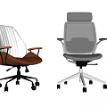 Modern Office Chairs With White Leather Wooden Armrests Gray Mesh Back And Contemporary Design