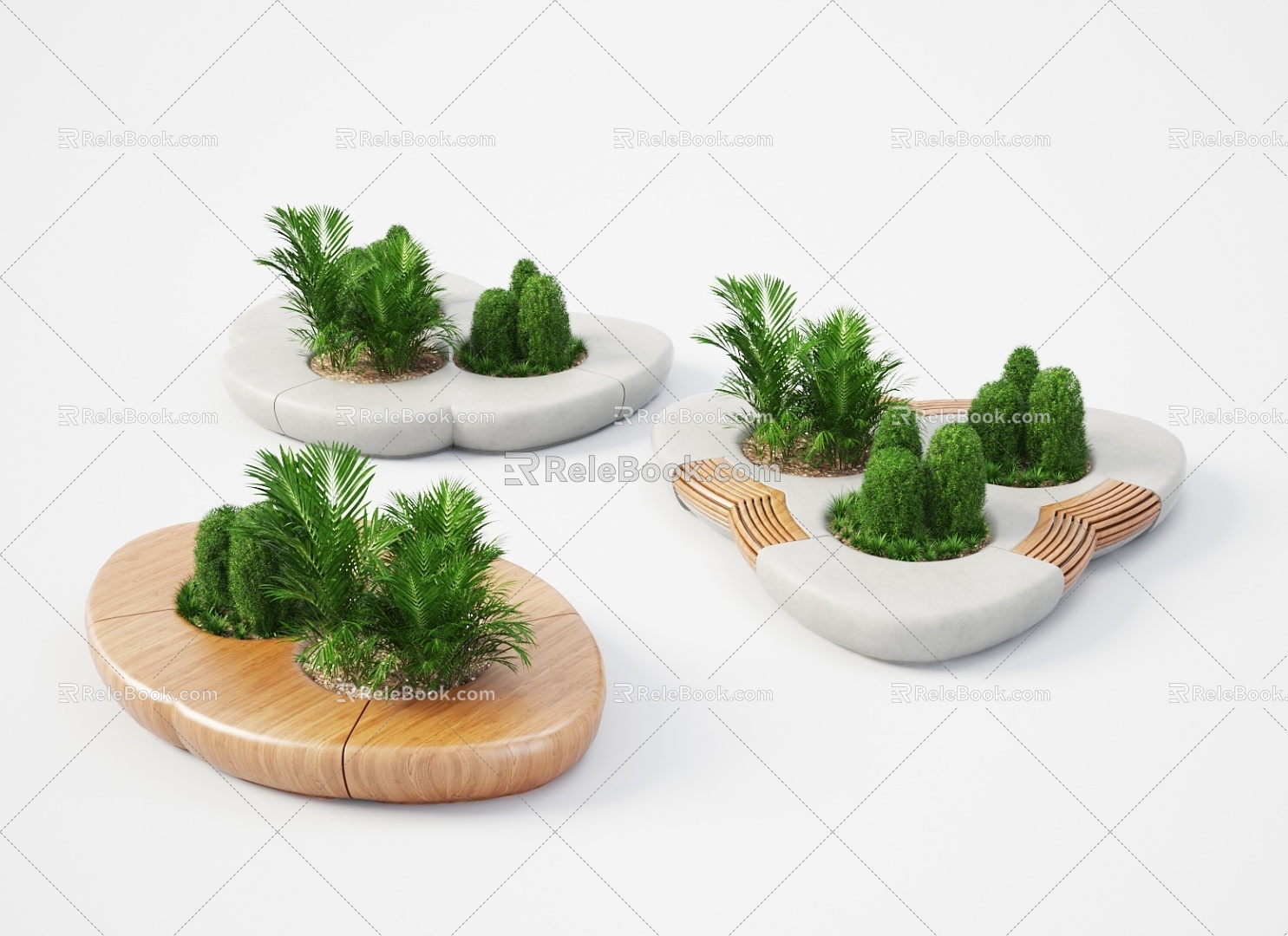 Modern Outdoor Chair Outdoor Flower Beard Public Chair Outdoor Green Plant Public Chair Tree Pool 3d model