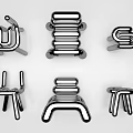 Modern Single Chair With Geometric Metal Frame And Creative Abstract Stylish Shapes For Home Decor